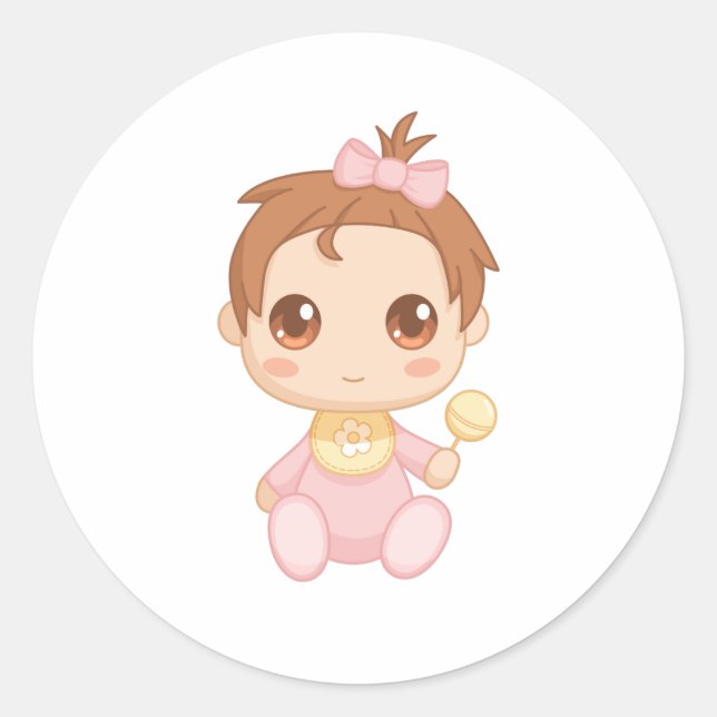 Pegatina Redonda Baby Girl Pink Jumpsuit (Anverso)
