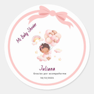 Pegatina Redonda Baby Girl stiker editable