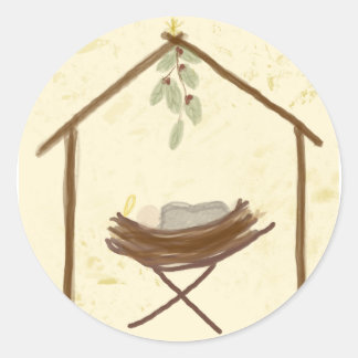 Pegatina Redonda Baby in a manger sticker