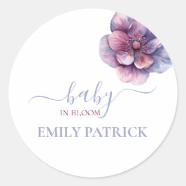 Pegatina Redonda Baby in bloom | baby shower floral