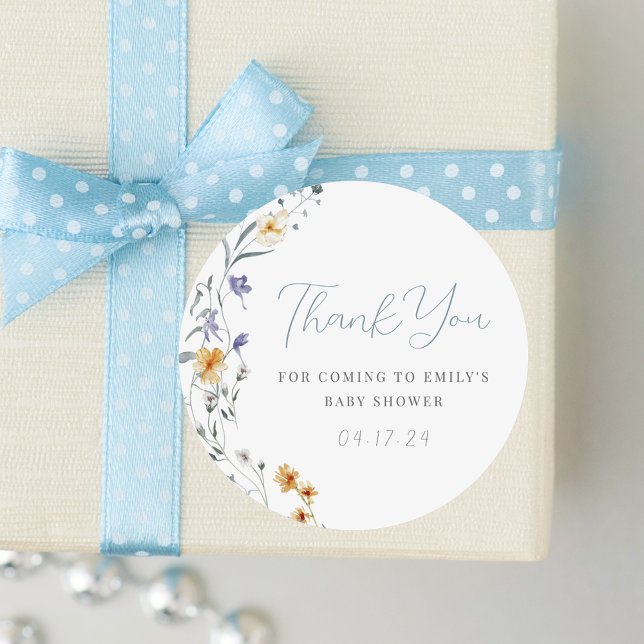 Pegatina Redonda Baby in Bloom Baby Shower Gracias (Subido por el creador)