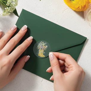 Pegatina Redonda Baby in Bloom Floral Yellow Rain Boot Gracias