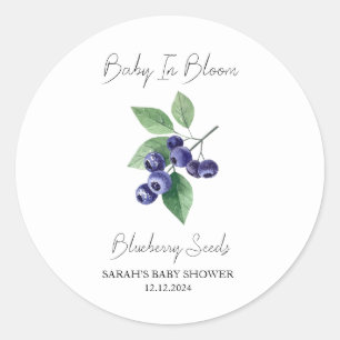 Pegatina Redonda Baby In Bloom l Blueberry Seed Baby Shower