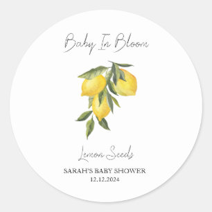 Pegatina Redonda Baby In Bloom l Lemon Seed Baby Shower