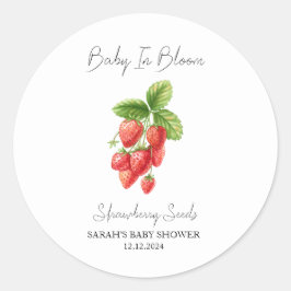 Pegatina Redonda Baby In Bloom l Strawberry Seed Baby Shower
