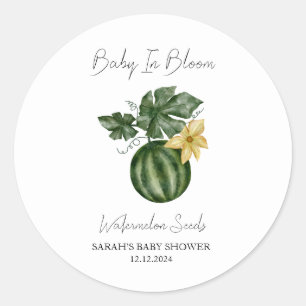 Pegatina Redonda Baby In Bloom l Watermelon Seed Baby Shower