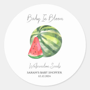 Pegatina Redonda Baby In Bloom l Watermelon Seed Baby Shower