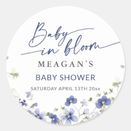 Pegatina Redonda Baby In Bloom Spring Wildflowers Baby Shower