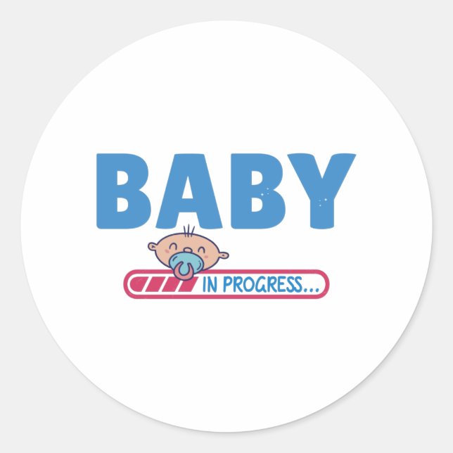 Pegatina Redonda Baby in progress (Anverso)