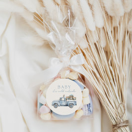 Pegatina Redonda Baby It's Cold fuera de Winter Woodland Baby Showe