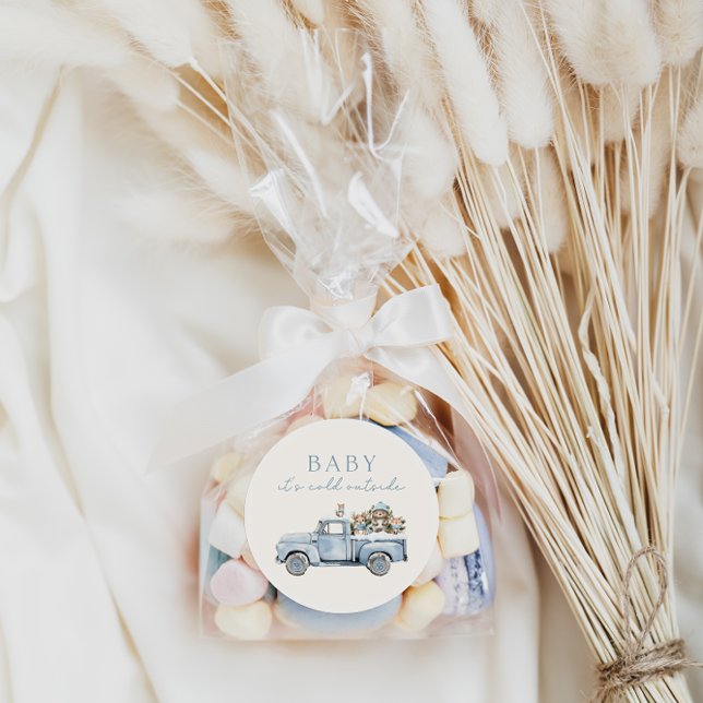 Pegatina Redonda Baby It's Cold fuera de Winter Woodland Baby Showe (Subido por el creador)