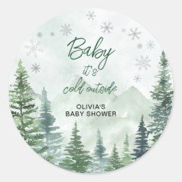 Pegatina Redonda Baby it's Cold Outside Baby Shower