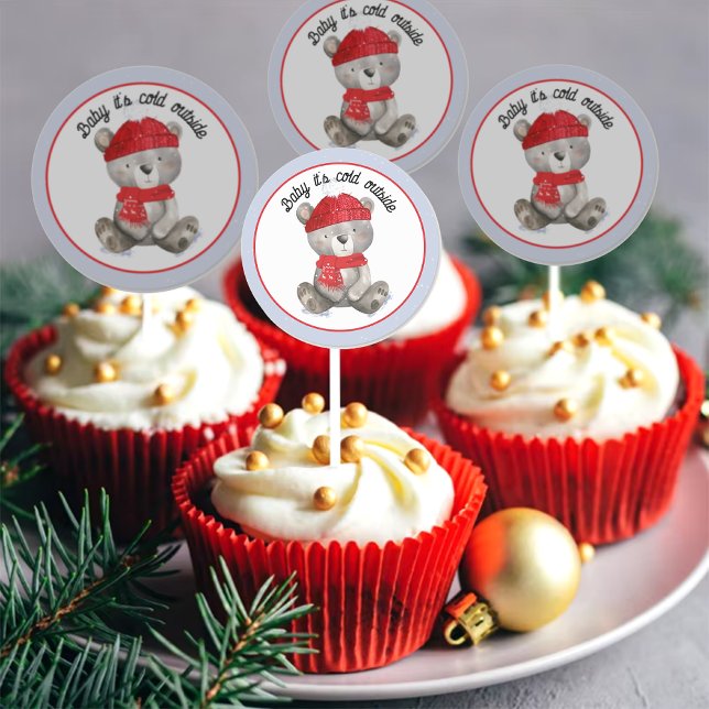 Pegatina Redonda Baby it's cold outside baby shower invite sticker (Subido por el creador)