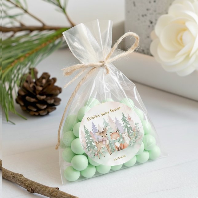 Pegatina Redonda Baby It's Cold Outside modern Winter Woodland  (Subido por el creador)