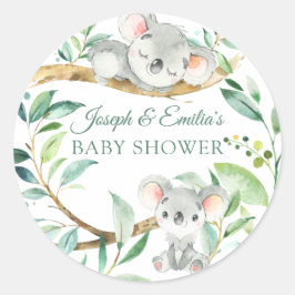 Pegatina Redonda Baby Koala Bear Baby Shower