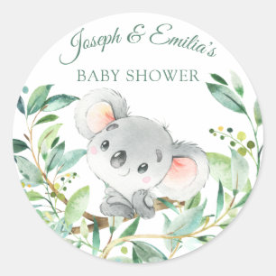 Pegatina Redonda Baby Koala Bear Baby Shower