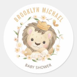 Pegatina Redonda Baby Lion King Baby Shower jungle