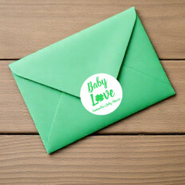 Pegatina Redonda Baby Love Shamrock Baby Shower