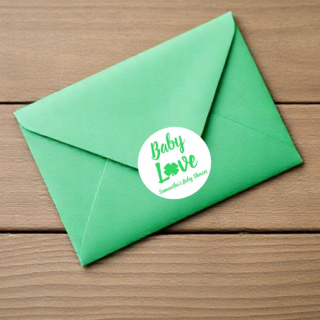 Pegatina Redonda Baby Love Shamrock Baby Shower (Subido por el creador)