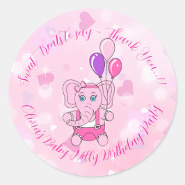 Pegatina Redonda Baby Nelly Birthday Party