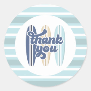 Pegatina Redonda Baby on Board Surfboard Baby Shower Gracias