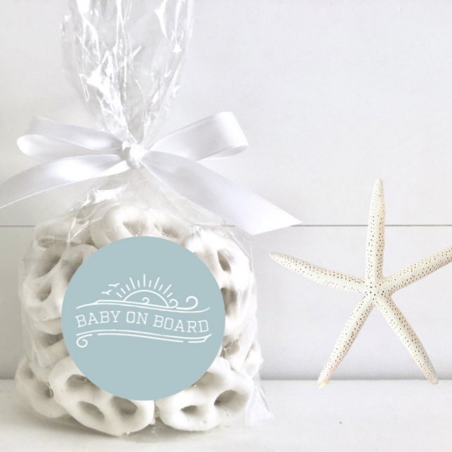 Pegatina Redonda Baby On Board Surfing Blue Baby Shower (Subido por el creador)
