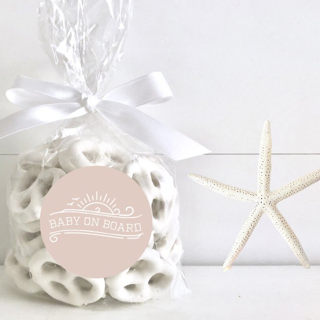 Pegatina Redonda Baby On Board Surfing Pink Baby Shower (Subido por el creador)