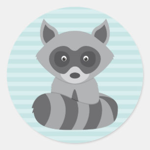 Pegatina Redonda Baby Raccoon