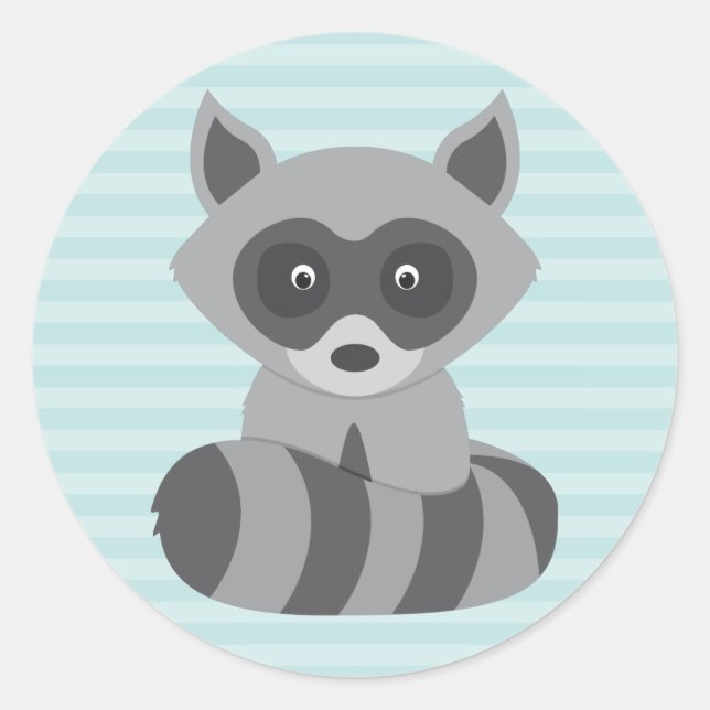 Pegatina Redonda Baby Raccoon (Anverso)