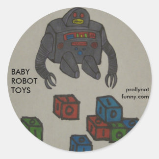 Pegatina Redonda Baby Robot Toys