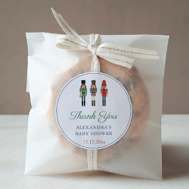 Pegatina Redonda Baby Shower African American Nutcracker Gracias