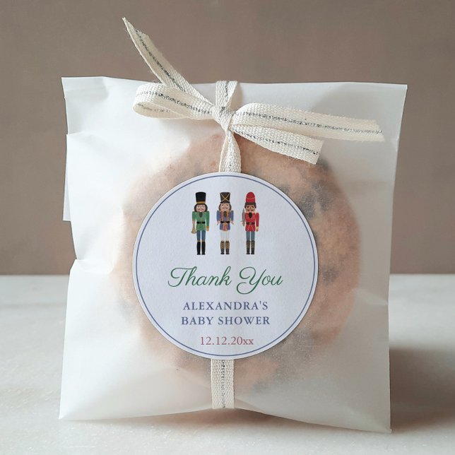 Pegatina Redonda Baby Shower African American Nutcracker Gracias (African American Nutcracker Soldiers Shower Favor Thank You Sticker)