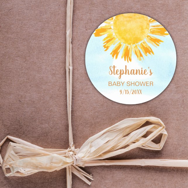 Pegatina Redonda Baby Shower amarillo sunshine (Subido por el creador)