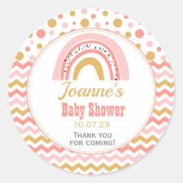 Pegatina Redonda Baby Shower arcoiris rosa