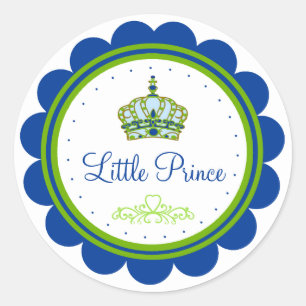 Pegatina Redonda Baby Shower azul y verde
