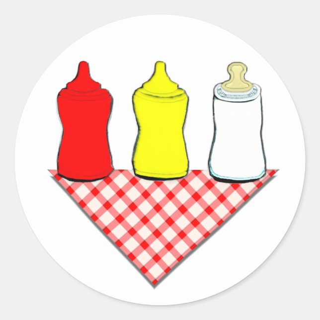 Pegatina Redonda Baby Shower BBQ (Anverso)