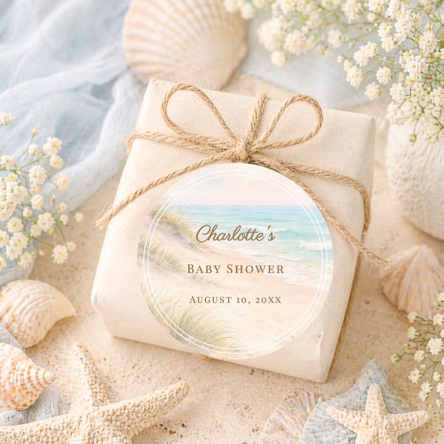 Pegatina Redonda Baby Shower beach coastal summer (Subido por el creador)