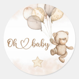 Pegatina Redonda Baby Shower Bear