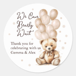Pegatina Redonda Baby Shower Bear Balloon
