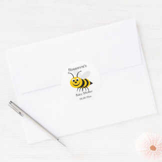 Pegatina Redonda Baby Shower Bee Design