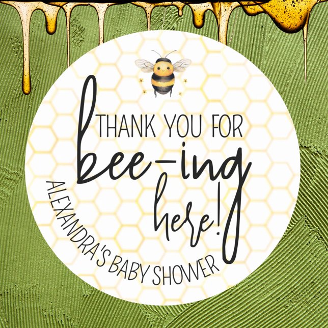 Pegatina Redonda Baby Shower Bee Honeycomb Gracias Por Favor (Subido por el creador)