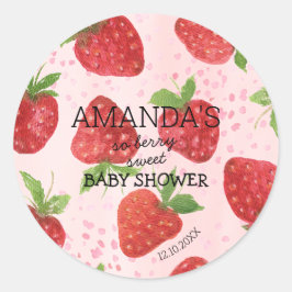 Pegatina Redonda Baby Shower Berry Sweet Strawberry