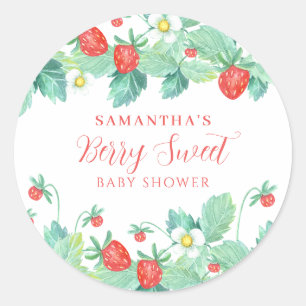 Pegatina Redonda Baby Shower Berry Sweet Strawberry