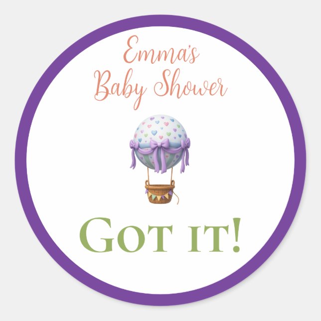Pegatina Redonda Baby Shower Bingo Stickers – Personalized “Got It! (Anverso)