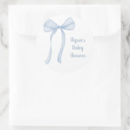 Pegatina Redonda Baby Shower Blue Bow Boy