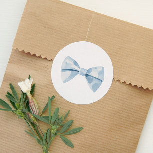 Pegatina Redonda Baby Shower Blue Bowtie Boy