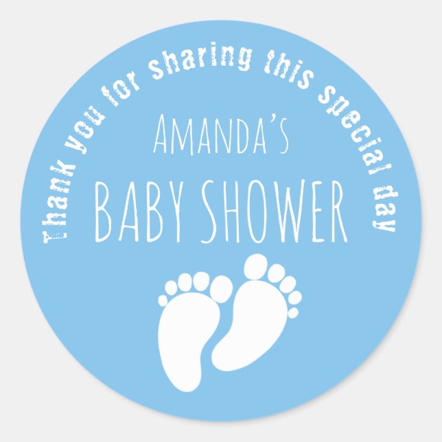 Pegatina Redonda Baby Shower Blue de Baby Boy Football (Anverso)