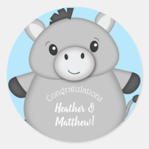 Pegatina Redonda Baby Shower Blue de Donkey