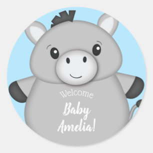 Pegatina Redonda Baby Shower Blue de Donkey