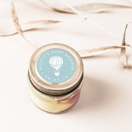 Pegatina Redonda Baby Shower Blue Hot Air Balloon